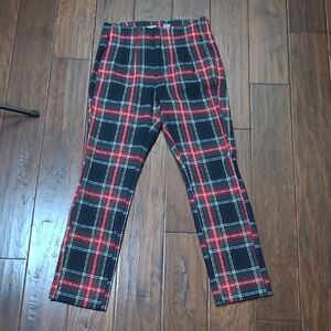 Old Navy Red, Navy & Green Plaid Extra High-Rise Polished Pixie Skinny Pants (4)